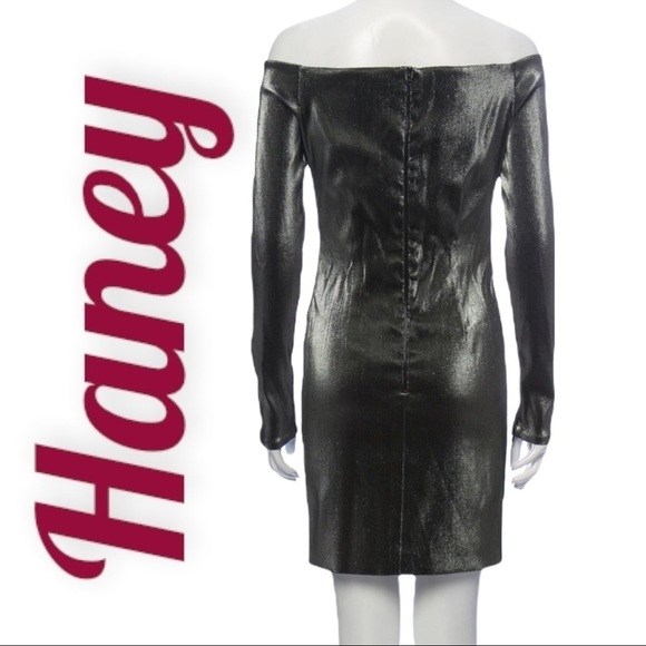 NWT Haney “Megan” Metallic Off-Shoulder Cocktail Dress Old Hollywood Glam Size 4 - Picture 8 of 15